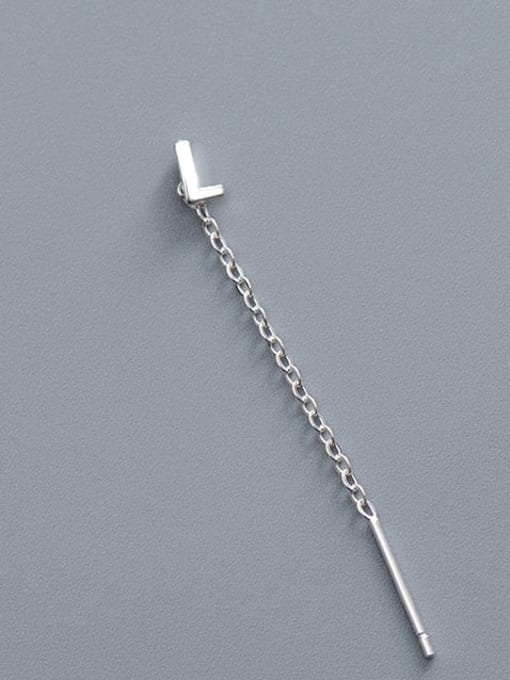 ES2180 [Single L Letter] 925 Sterling Silver Tassel Minimalist Threader Earring